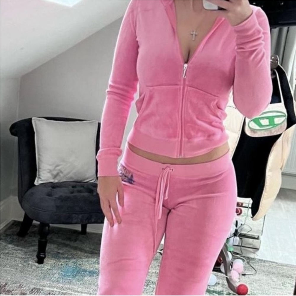 Juicy couture pink velour zip up